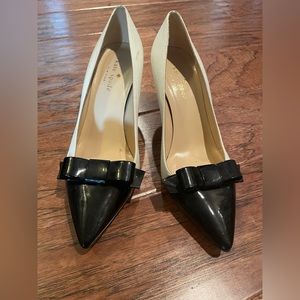 Kate Spade Bow Kitten Heel Pumps Italian Leather size 7.5